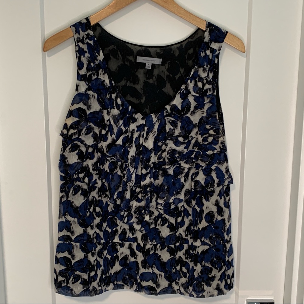 Classiques Entier Black and Gray Silk Lined Sleeveless Blouse Size M